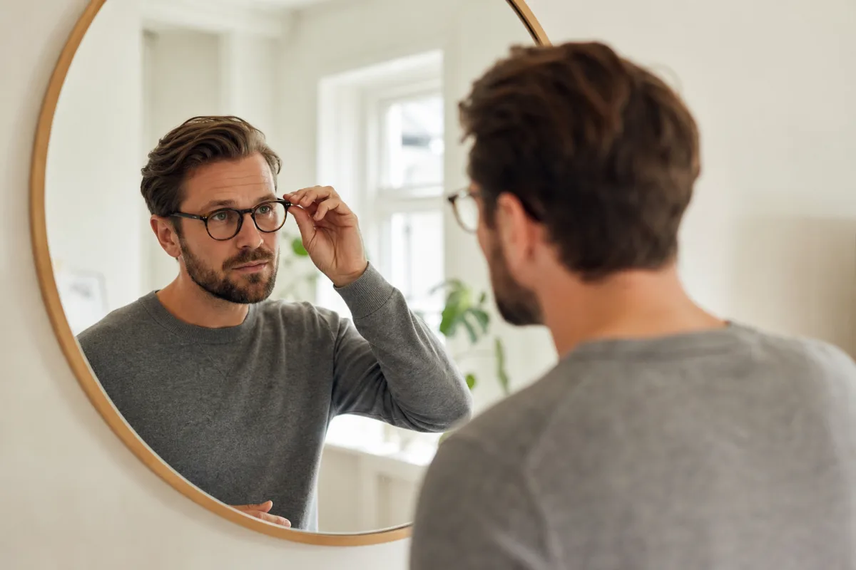 Redaktionell bild till artikeln Glasögon herr – bågformer, material och trend 2026